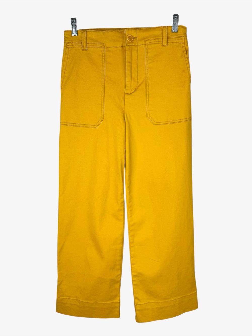 bagatelle Golden Yellow Wide-Leg Cropped Cargo Pants 2 Utility Mustard Cotton